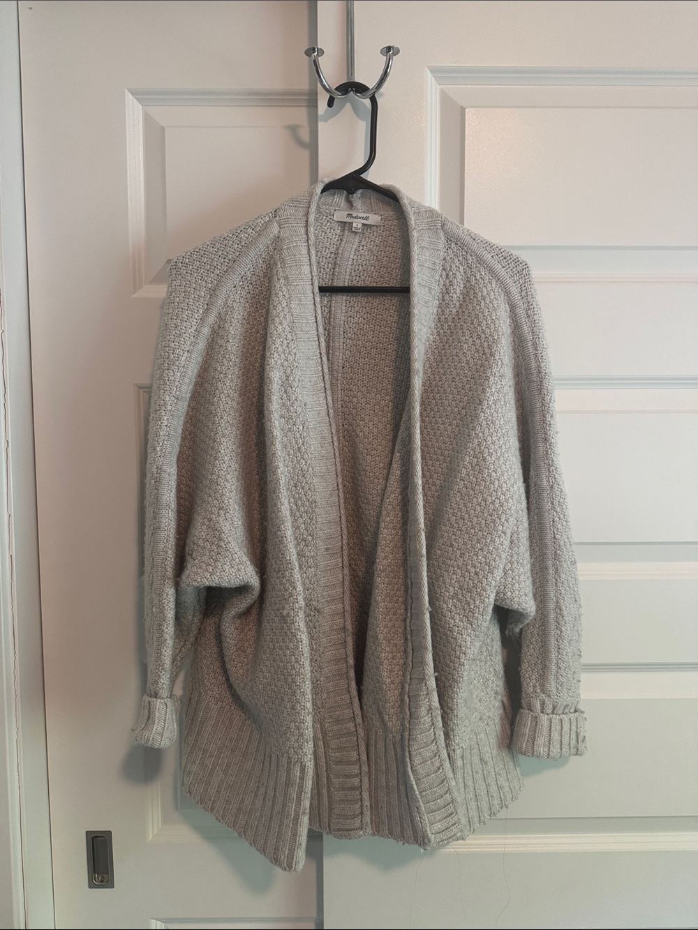 Madewell Soft Knit Open-Front Cardigan Sweater - Light Gray